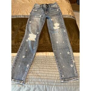 Judy Blue star print boyfriend distressed destroyed Jeans Size 0/24